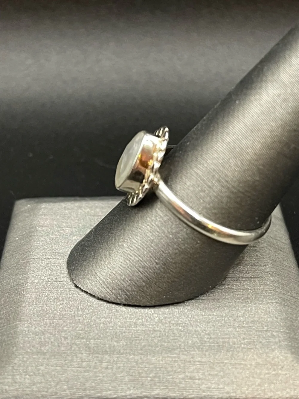 Sterling Silver Teardrop Moonstone Ring in White